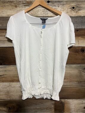 vintage Kate Landry white short-sleeve button blouse large